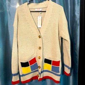 NWT Beige/tan color block cardigan sweater